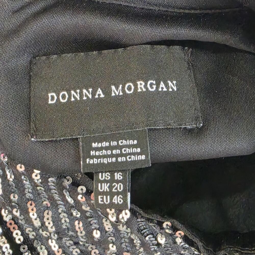 Donna Morgan Dress Womens 16 Black Sequin One Shoulder Cutout Midi Bodycon NEW - Picture 4 of 12